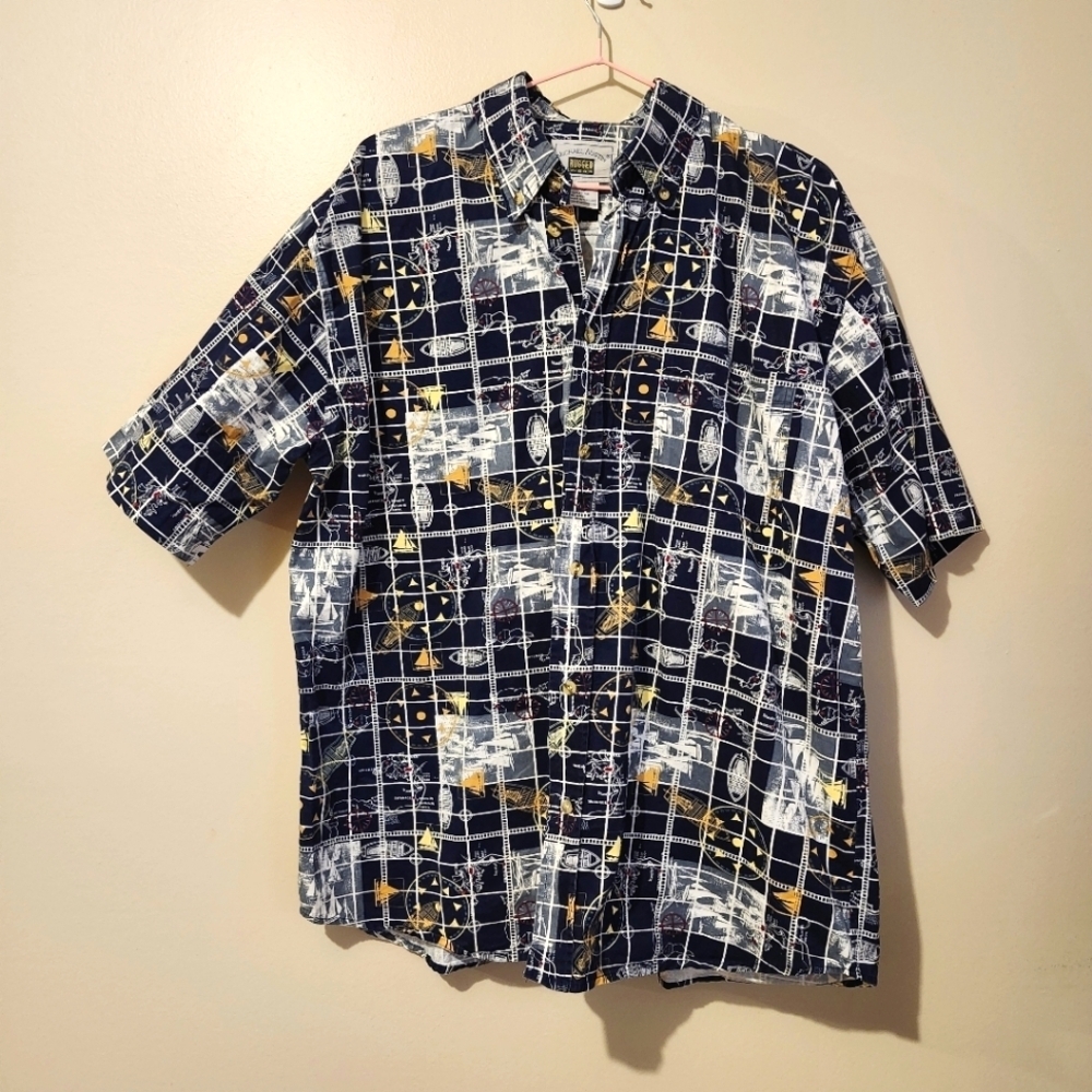 *3 for $30* Nautical Themed Button Down Shirt - Michael Austin Rugged Wear